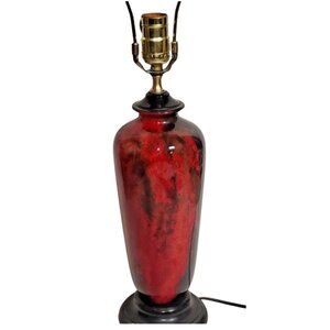 Royal Doulton Flambé Vase Converted Lamp — Signed by Charles Noke, Rare Vintage